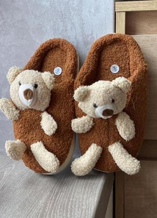 Коричневые тапули тапули с мишкой