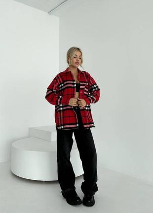 Теплая женская рубашка в клетку