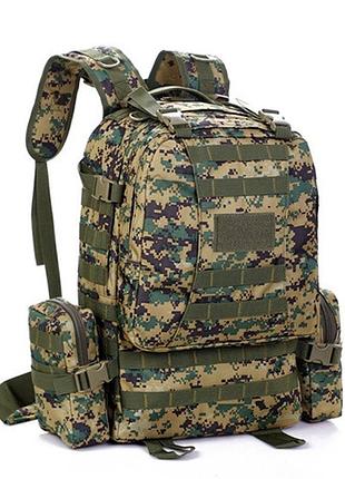 Рюкзак тактический военный protector plus s409 50л штурмовой с системой molle jungle digital камуфляж