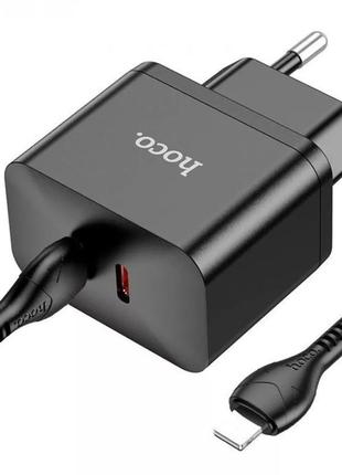 Зарядное устройство мпз с кабелем type-c to lightning hoco n29 triumph 35w (2 type-c) black (388140001)