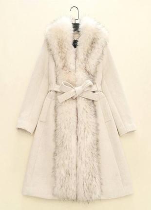 Пальто marciano by guess серое бежевое4 фото