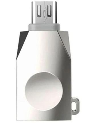 Перехідник hoco micro usb-usb otg ua10 silver/white