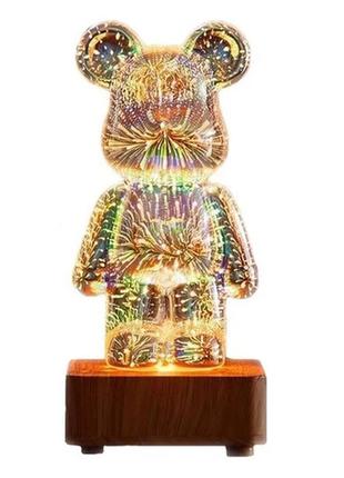 Нічник феєрверк 3d  kx-197xx ведмедик скляний