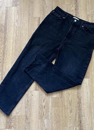 Чорні джинси прямого крою з необробленим низом від zara2 фото