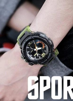 Годинник наручний чоловічий з підсвічуванням skmei 1343ag black/army-green4 фото