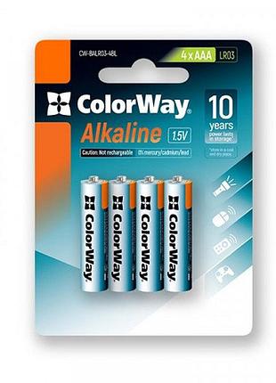 Батарейки сolorway cw-balr03-4bl aаa/lr03 alkaline power щелочные bl 4шт
