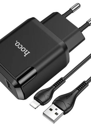 Зарядное устройство hoco lightning cable speedy dual port charger set n7 | 2usb, 5v/2.1a | black