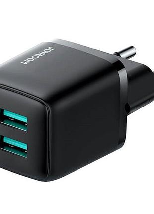 Зарядное устройство для joyroom mini dual port smart fast charge l-2a121 | 2usb, 2.4a | black