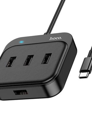 Hub адаптер наружный hoco easy 4-in-1 converter hb31 (type-c to usb2.0*4) (l = 0.2 m) black