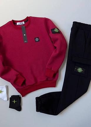 Мужской спортивный костюм на флисе stone island