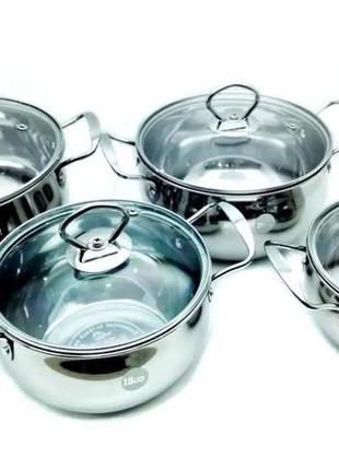Набір каструль з кришками з 4шт a-plus 2061 silver