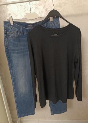 48-50-52 костюм джинсы стрейч синие лонгслив гольф черный базовый кофта водолазка