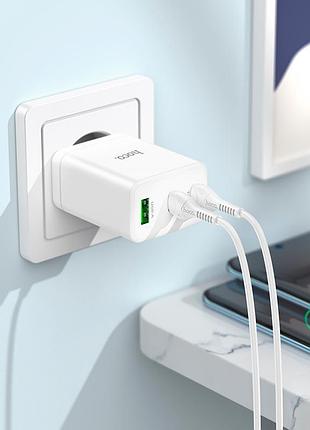 Адаптер сетевой hoco type-c to type-c cable start three-port charger n33 |1usb/2type-c, pd/qc, 35w/3a| white 9