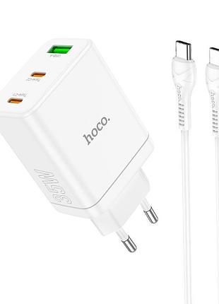 Адаптер сетевой hoco type-c to type-c cable start three-port charger n33 |1usb/2type-c, pd/qc, 35w/3a| white 2