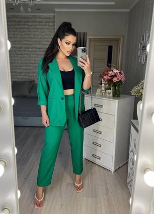 Якісний лляний брючний костюм