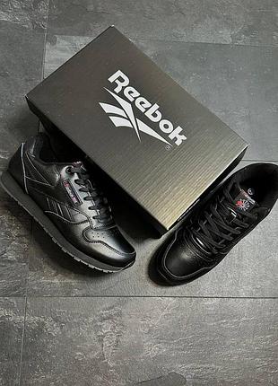 Брендовые мужские кроссовки reebok classic leather total black * blckd
