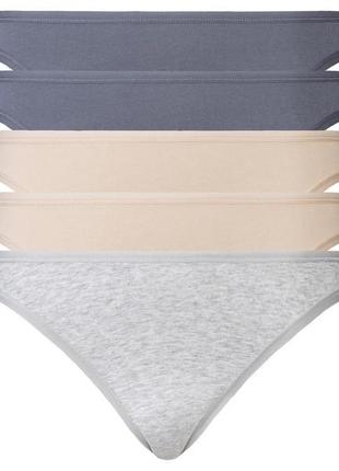 Женские стринги esmara®, 5 шт,, размер m/l, цвет деним, беж, серый