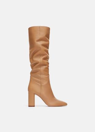 Сапоги кожаные zara