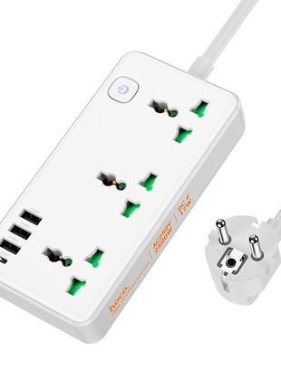 Подовжувач мережевий hoco storm 3-position socket ac7a 3usb/1type-c 3.4a/17w white