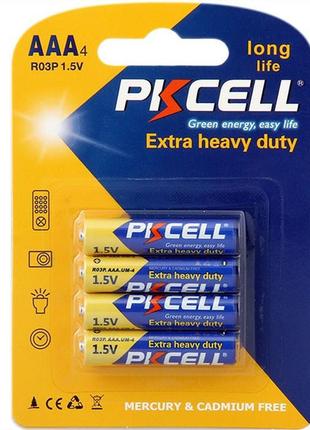 Батарейка aaa/hr3 pkcell r03p-4b 1.5v extra heavy duty 4шт