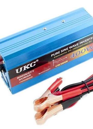 Преобразователь с чистой синусоидой ukc ac/dc 12v 400w синий