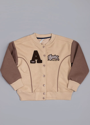 Бомбер на флисе для девочек, кофта на кнопках тепла, спортивный джемпер, кардиган с...