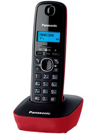 Телефон dect panasonic kx-tg1611uar 2xaaa abh/caller id black red