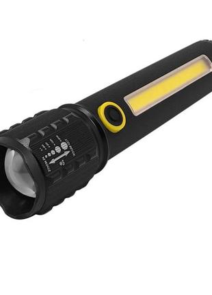 Ліхтарик ручний акумуляторний bl-c72-p50 cob з usb зарядкою 8133 чорний