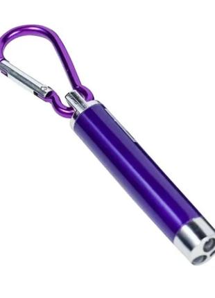 Ліхтар-брелок з карабіном laser zk 117-3l / jd78 purple