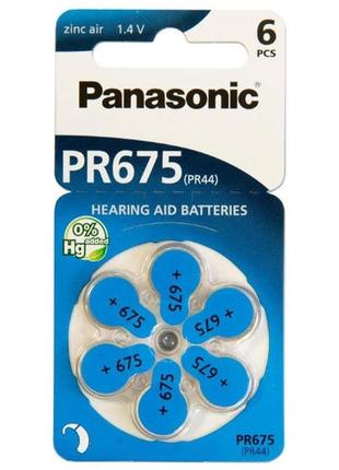 Воздушно-цинковая батарейка panasonic pr675h 1,4в pr-675h/6lb блистер 6шт