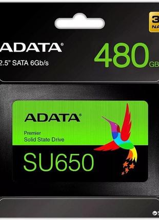 Накопитель ssd a-data ultimate su650 480gb 2.5" sataiii 3d nand tlc black