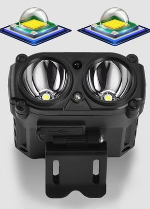 Фонарь налобный sh-t808-2xpe+20smd с датчиком движения