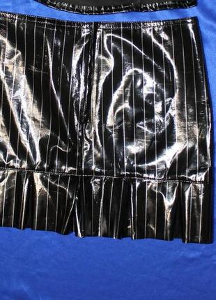 Подарок при покупке от 1000 грн лаковая виниловая юбка мини короткая фетиш латексная латекс р. s bla5 фото