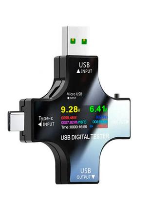 Usb тестер струму напруги ємності з bluetooth, type-c microusb, atorch j-7c
