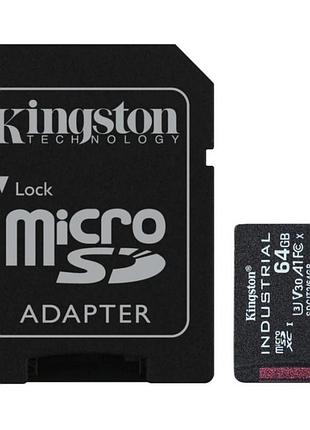 Карта памяти kingston sdcit2/64gb microsdxc/64гб/industrial c10 a1 pslc с адаптером