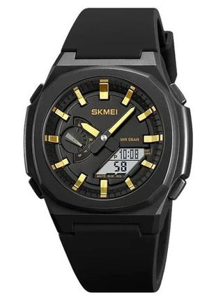 Годинник наручний чоловічий skmei 2091bkgdwt 5 atm 46 мм black