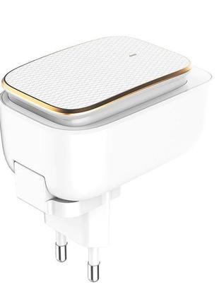 Адаптер мережевий ldnio type-c usb cable touch light a2205 |2usb, 2.4a| white