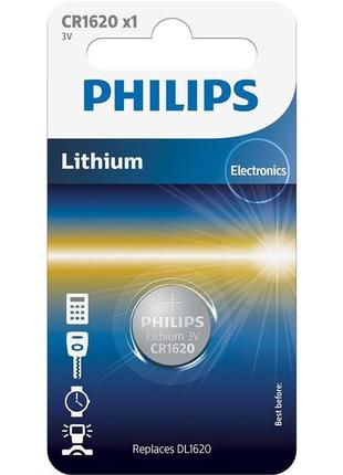 Литиевая батарейка philips cr1620 lithium cr1620/00b 3в