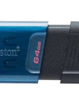 Флеш-пам'ять/флешка kingston dt80m/64gb 64гб/usb type-c чорний із синім