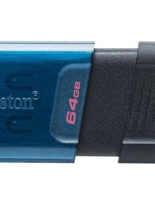 Флэш-память/флешка kingston dt80m/64gb 64гб/usb type-c черный с синим