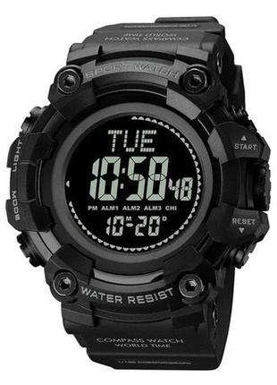 Годинник наручний чоловічий skmei 2037bk 5 atm compass black