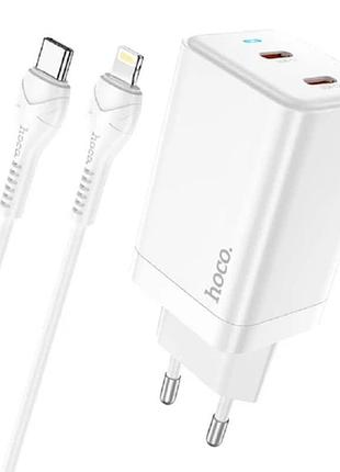 Адаптер hoco сетевой type-c to lightning n23 45w 3a white