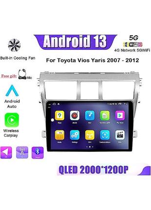 Магнітола 2k android toyota yaris 2005-2012, 4/64, 8 ядер, carplay, слот під сім-картку + рамка!