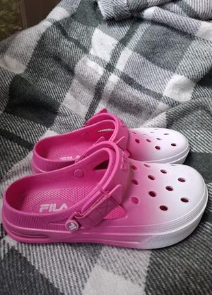 Резиновые шлепанцы кроксы женские fila