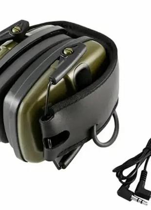 Наушники активные шумоподавляющие защитные nrr 22дб 2xааа olive