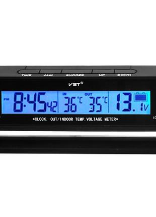 Часы - термометр - вольтметр vst 7010v синяя подсветка