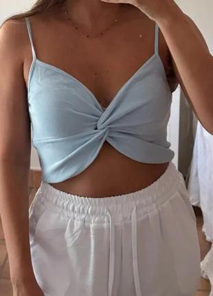 Топ zara вискоза голубой
