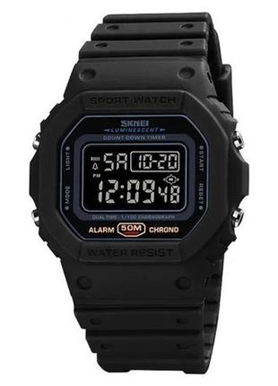 Часы наручные с подсветкой skmei 1628bkbk 5 atm 44 мм black