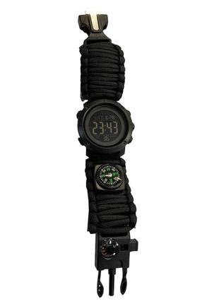 Годинник наручний skmei 1426bkbk compass з термометром і свисток чорний2 фото