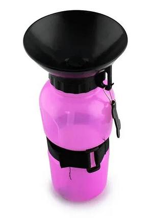 Поїлка для собак прогулянкова dog water bottle 7363 рожева